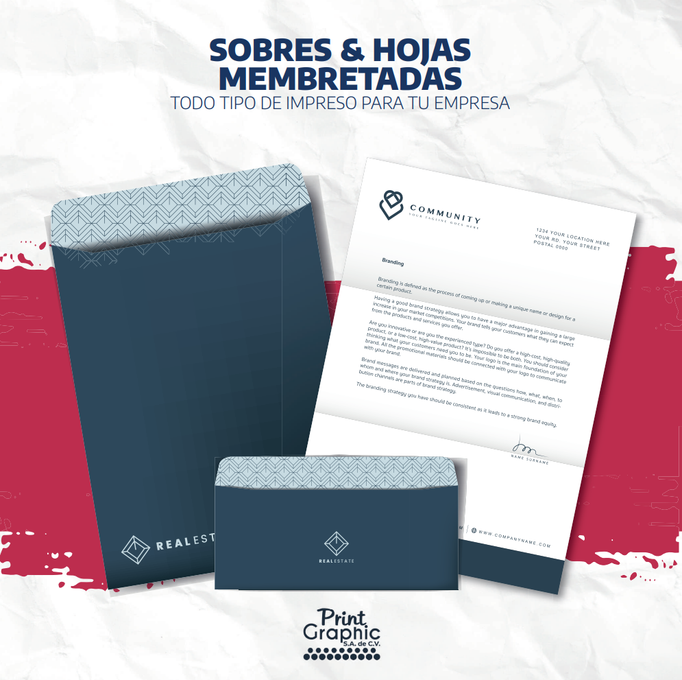 Sobres y hojas membretadas